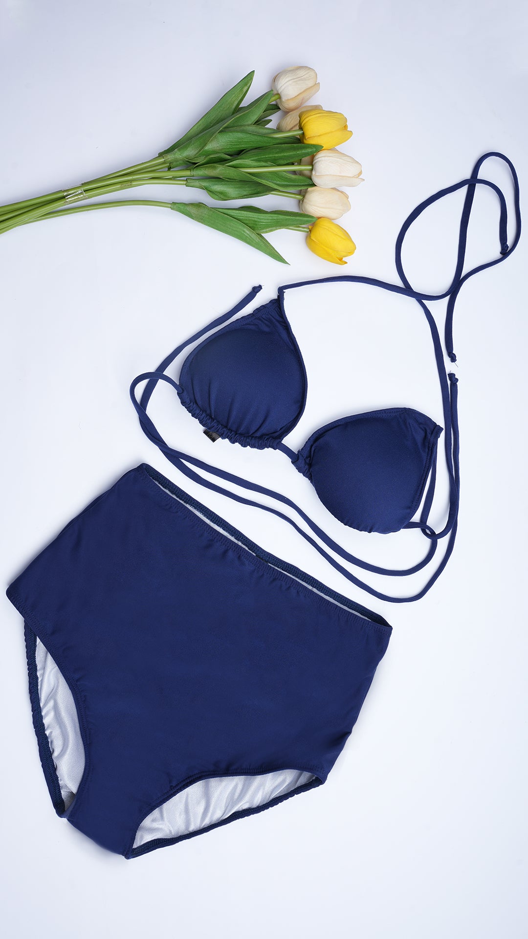 Logut Navy Blue Bikini padded Top & Full coverage Bikini Bottom – Logut  Swimwear