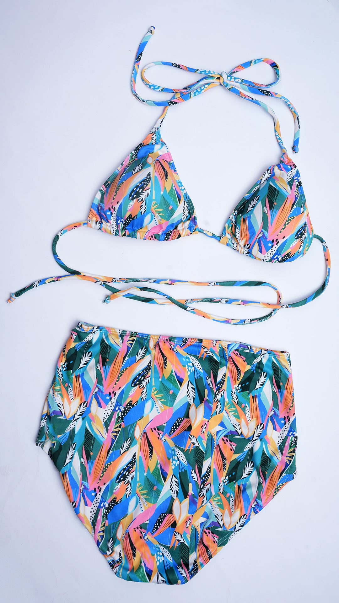 Logut Flower Print Bikini Padded Top & Full Coverage Bikini Bottom