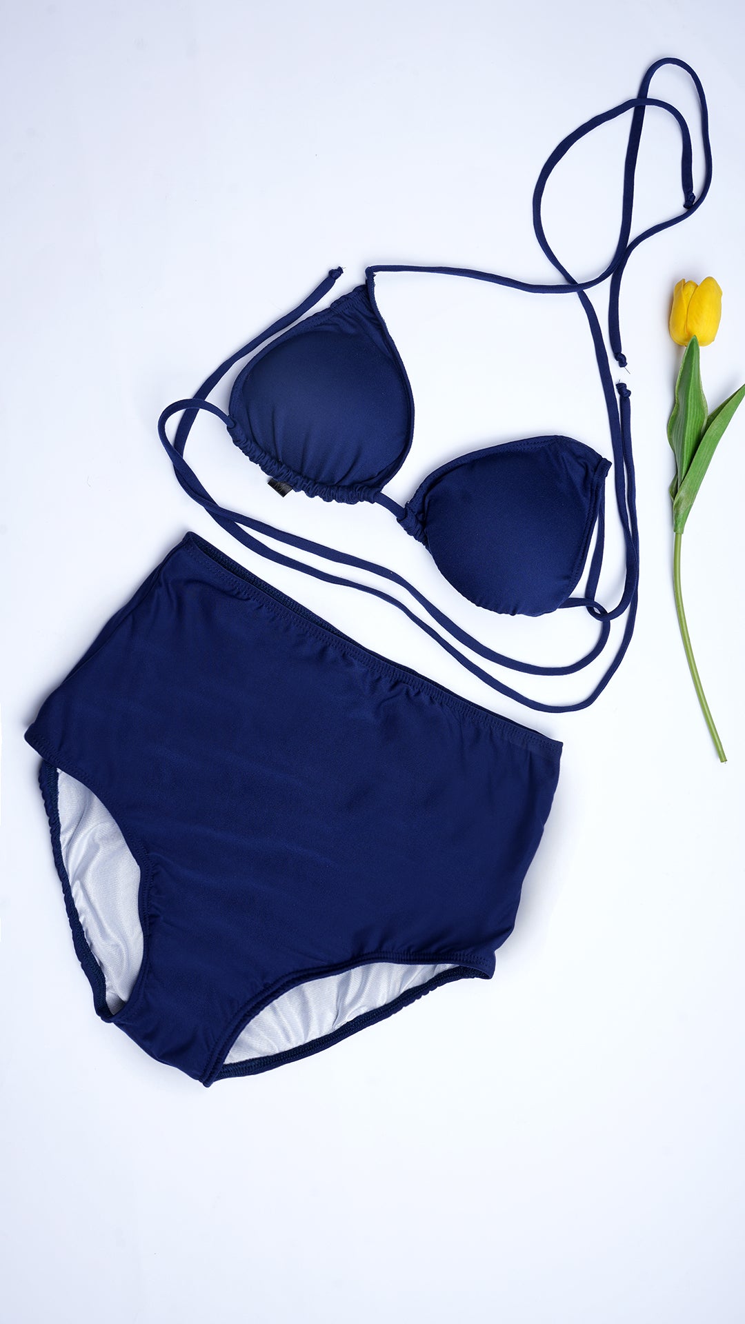 Logut Navy Blue Bikini padded Top & Full coverage Bikini Bottom - Logut Swimwear