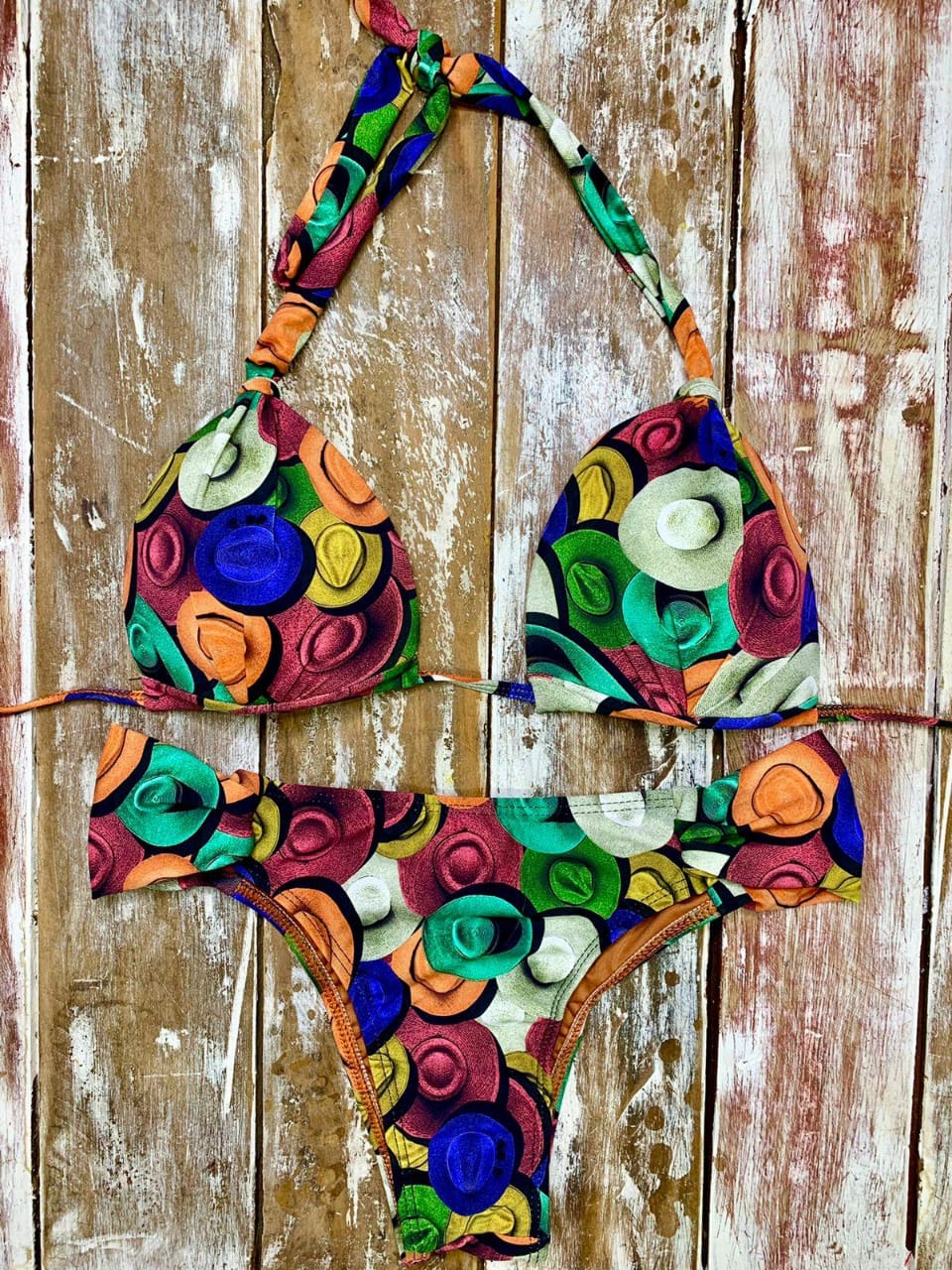 Rainbow Rose Petals 2 piece Multi-color Brazilian Bikini swimwear set Top with underwire and padding cheeky bottoms - Logut Swimwear