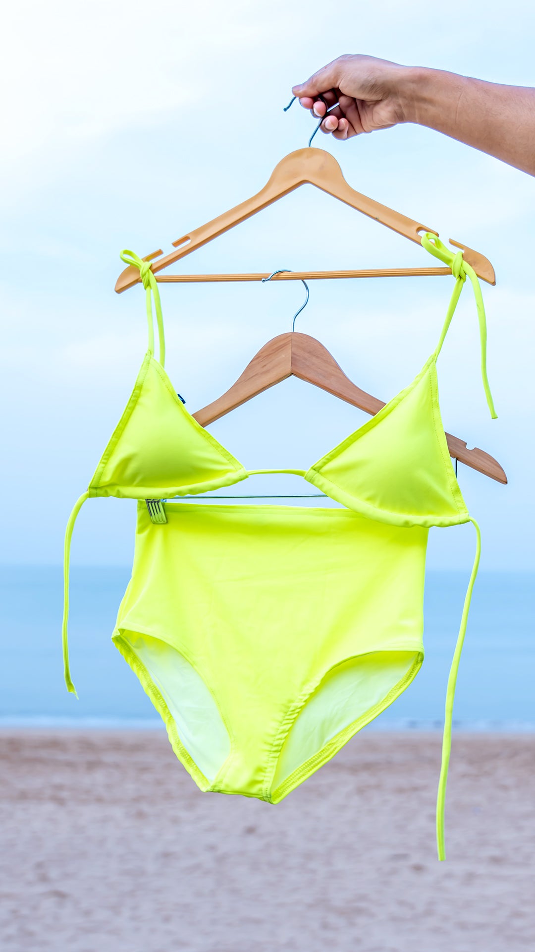 Logut Neon Lime Padded Bikini Top & Full Coverage Bikini Bottom - Logut Swimwear