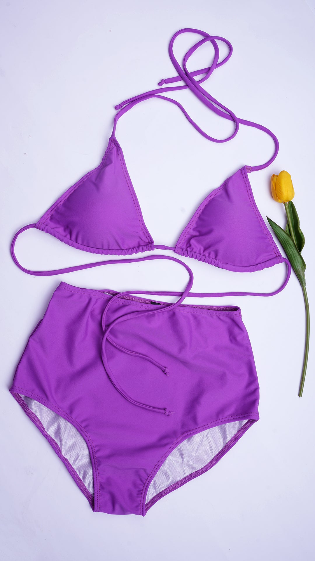 Logut Purple Bikini Padded Top & Full Coverage Bikini Bottom - Logut Swimwear