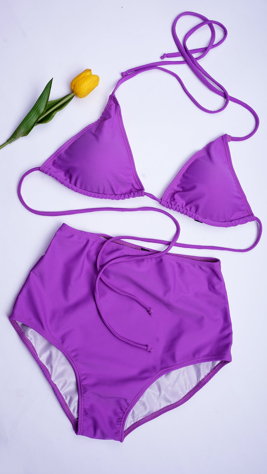 Logut Purple Bikini Padded Top & Full Coverage Bikini Bottom - Logut Swimwear